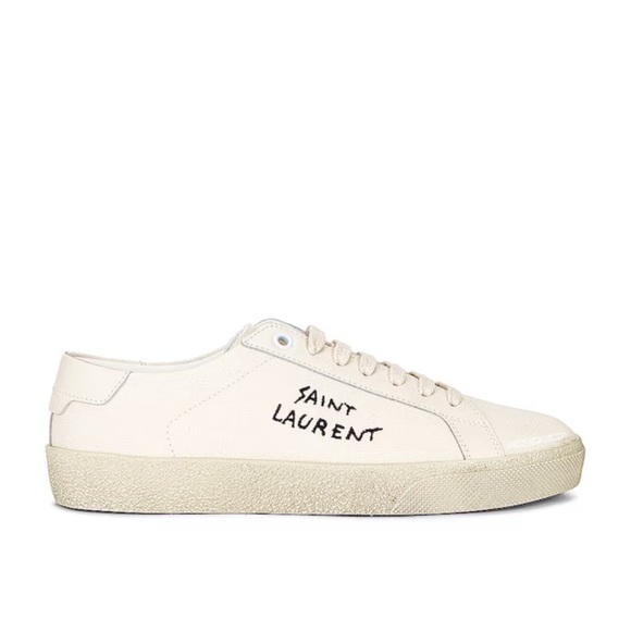 SAINT LAURENT COURT CLASSIC SL/06 EMBROIDERED SNEAKERS IN CANVAS AND LEATHER - Picture 2 of 11